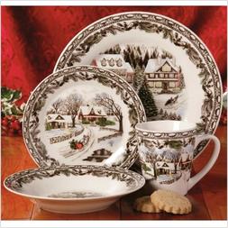 16 Pcs Christmas Dinner Plates Set for 4 Holiday Dinnerware 